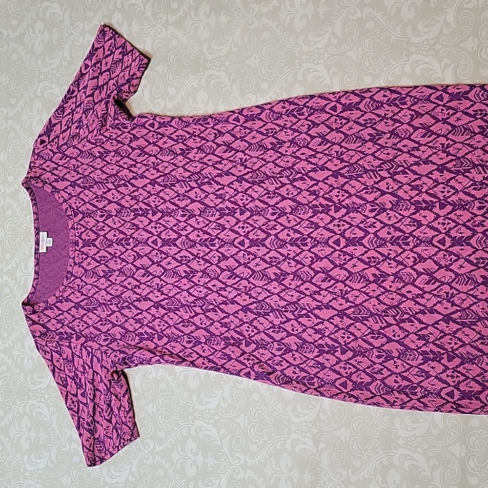 Lovely Jacquard Pink and Purple LuLaRoe Julia Dress